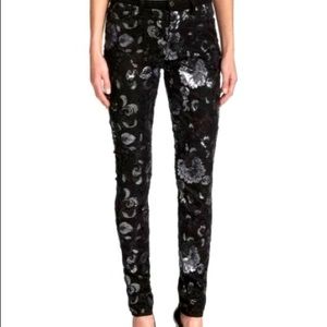 7 For All Mankind Sequined Floral Pattern Pants 30